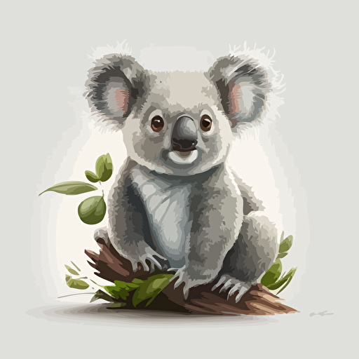 cute koala Pixar illustration high detail vector drawing, white background — v 5 — ar 12:18