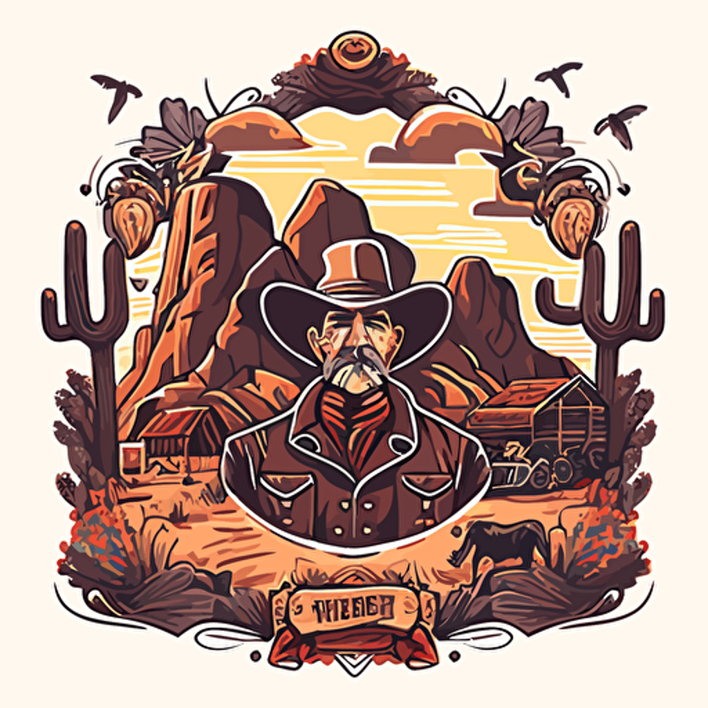 Old West doodle vector ilustration