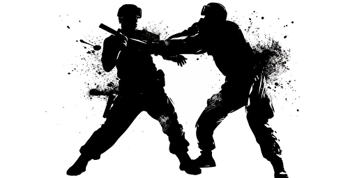 police brutality, silhouette, clipped on white background, vector