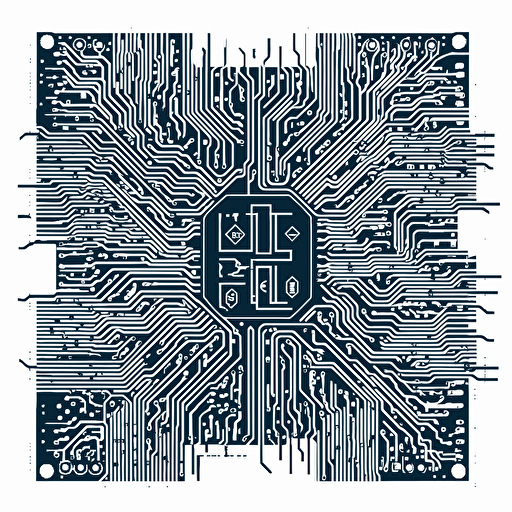 a CPU made of neurons, hisometric style, vectorized, blue and white color palette, white background