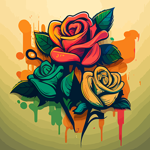 funny picture of roses for graffiti app, graffiti style, vector