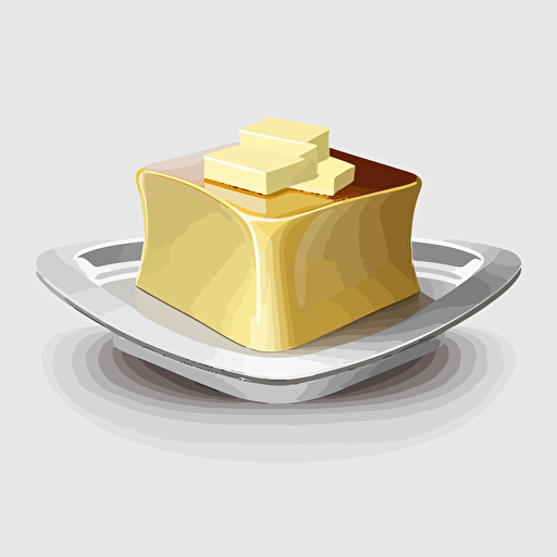 butter on a dish vector 2d pure white background icon