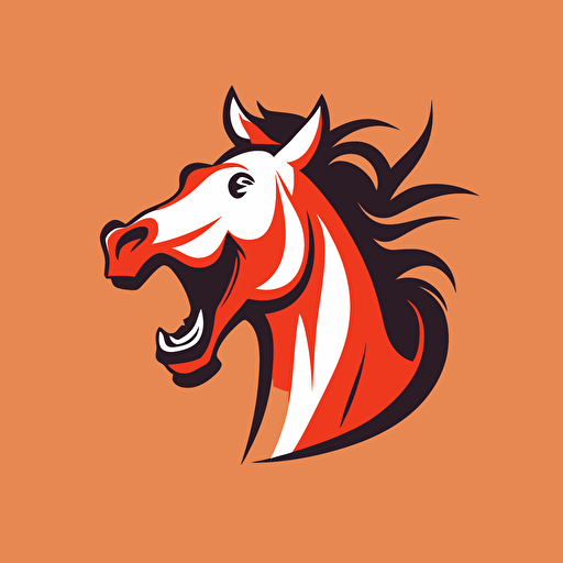 simple logo in a complex vector illustration style, a silly horse laughs with protruding teeth, horse laughing, logo made for the Style Police, simple bicolor logo