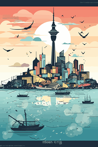 auckland new zealand city vector