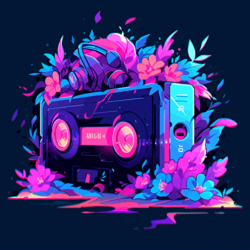 A neon-colored music icon, showcasing vibrant and vivid neon colors that create a striking and energetic design, vector illustration,