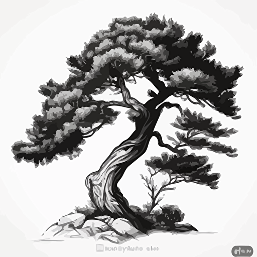 vector logo of a black and white juniper tree