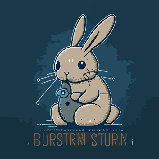 a simple vector logo of a bunny sewing with a needle and thread