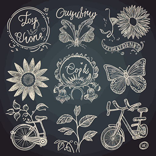 summer stencils for chalkboards, vector art