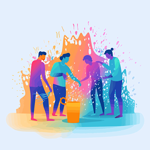 vector people playing holi with water illustration