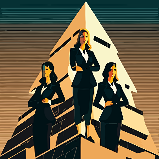 Englisch Businesswomen in business suit on piramide, highly detailed vector illustration