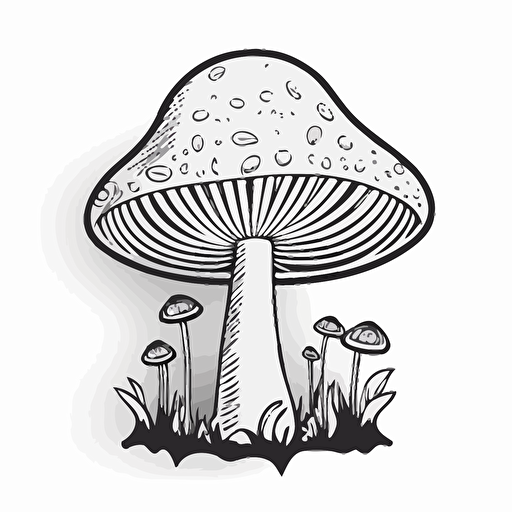 mushroom Sticker, whimsical, Minimal, Contour, Vector, White Background, Detailed ar 1:1