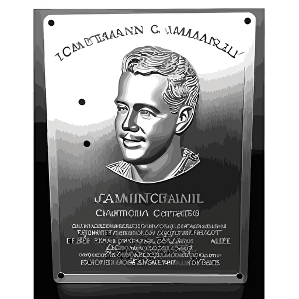 fibre laser engraved stainless steel memorial plaque for a man named Cameron Thompson in a vector format