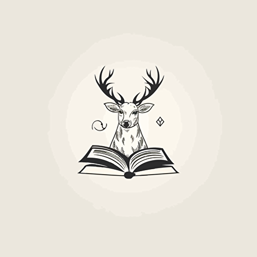 logo design, minimal, no shadows, vector, books and animals