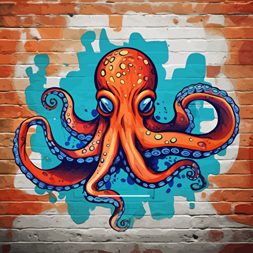 logo style vector image of an octopus in street art style