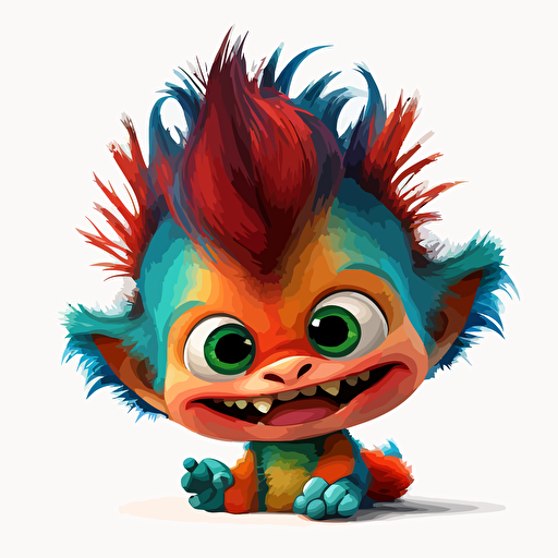 A saturated colorfull baby fur avatar, goofy looking, smiling, white background, vector art , pixar style