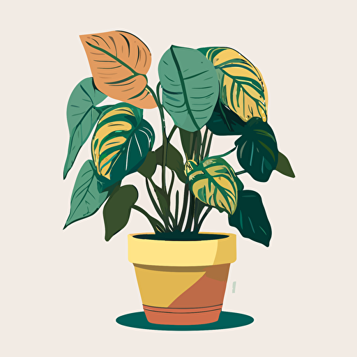 a 3-color flat vector image of a houseplant
