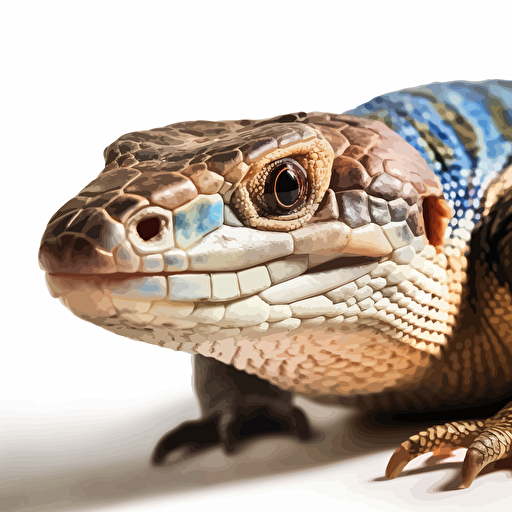 Blue-Tongued Skink looking straight in the camera, white bg, vector
