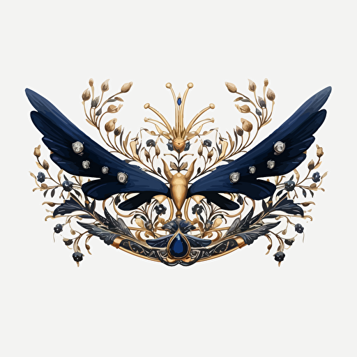 breathtaking crown,in the style of rococo whimsy, dark blue and light gold, pop inspo, florence harrison, sparklecore, transparent background, vector