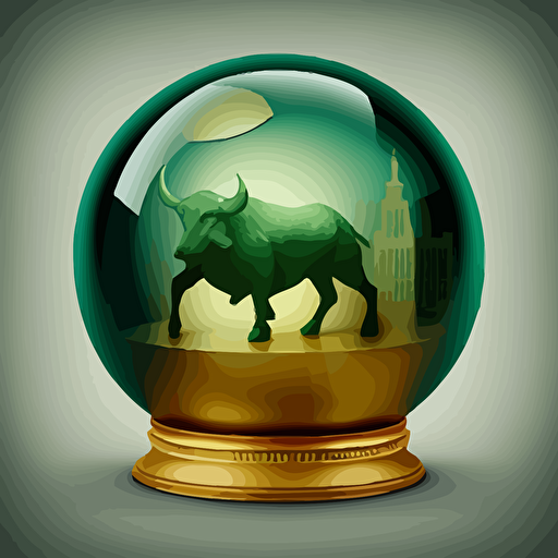 small green vector ball with golden border and wall street Bull silhouette inside.