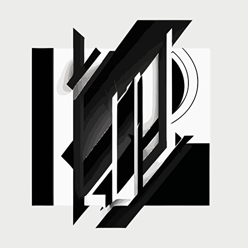 [abstract, modern, geometric] iconic logo of [poster], black vector, white background