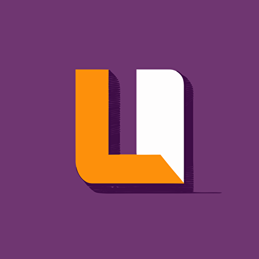 a lettermark logo of the letter L, simple, vector, flat, based on purple, orange and charcoal in the style of aaron draplin