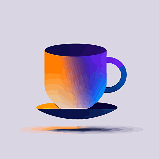 flat vector logo of cup, blue purple orange gradient, simple minimal, by Ivan Chermayeff