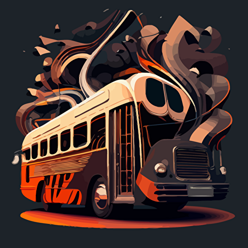 an impossible bus, vector art, jazz