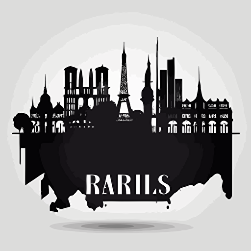 vector skyline of paris, black sihlouette