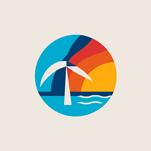 Flat vector minimal logo, sustainable electric, sun wind and sea, by Ivan Chermayeff