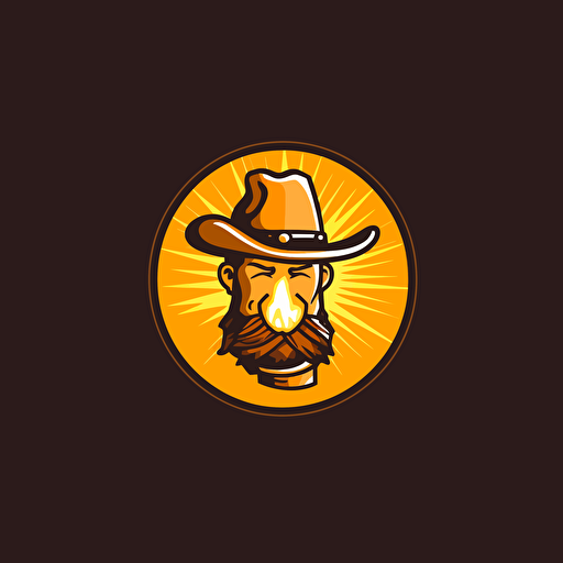 flat vector logo of a lightbulb wearing a cowboy hat