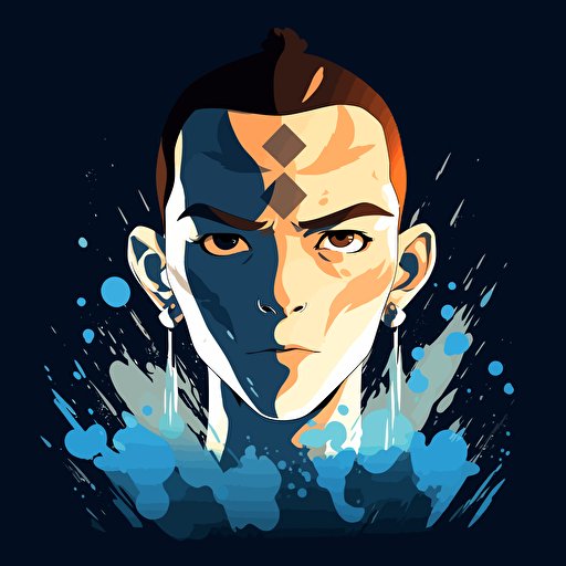 Sokka from Avatar: The Last Airbender as a youtube channel icon, dramatic lighting, vector, smirk, water tribe
