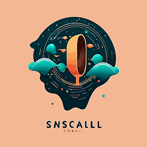 a fun logo for a voice over, minimalist. vector, surrealism