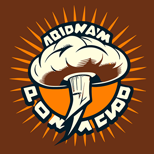 a simple 2-color vector logo representing mushroom brain power