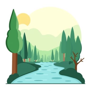 a forest with a river