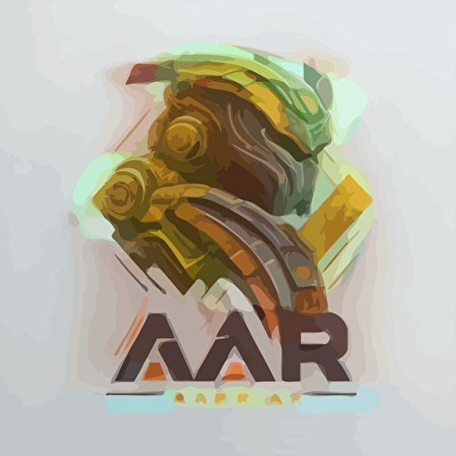 AR logo, robotic theme,vector style , orange and grey colour