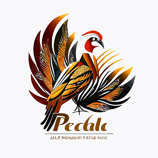 4 color basic detail vector golden pheasant logo white background