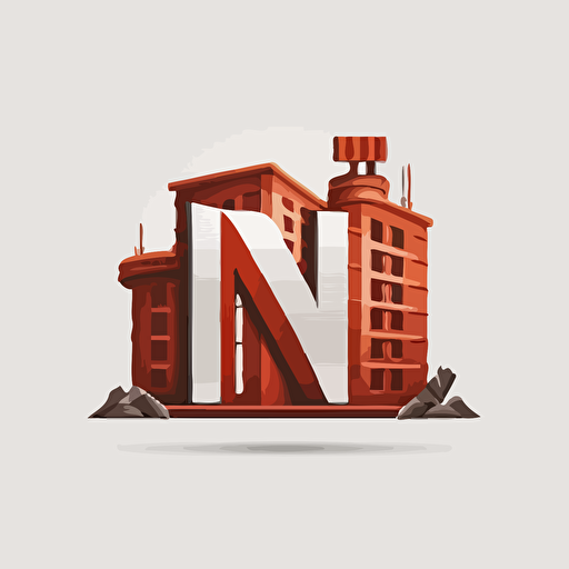letter N , home construction logo, corporate logo, on white background, fat vector