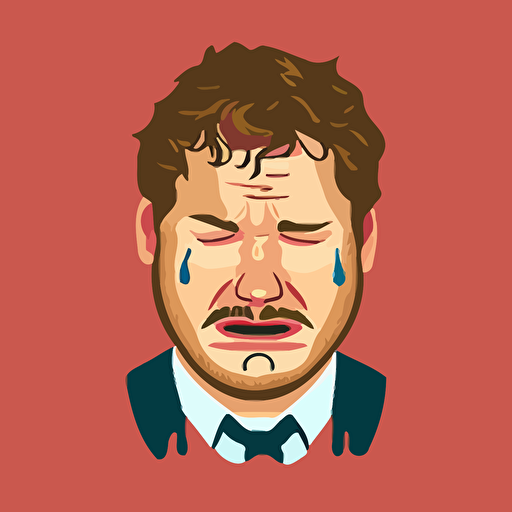 crying andy dwyer from parks and recreation vector art in the style of cartoon