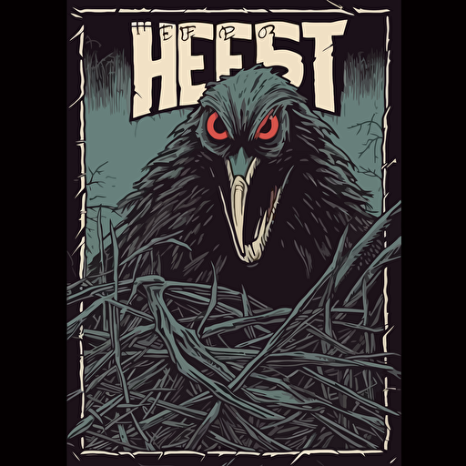 The Nest,Horror, VHS Horror, VHS, Sticker, 80s vhs cover, 80s horror comic art, Vector