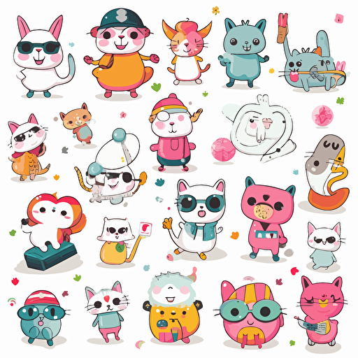 cute, detailed, cartoon style, 2d clipart vector, creative and imaginative, hd, white background