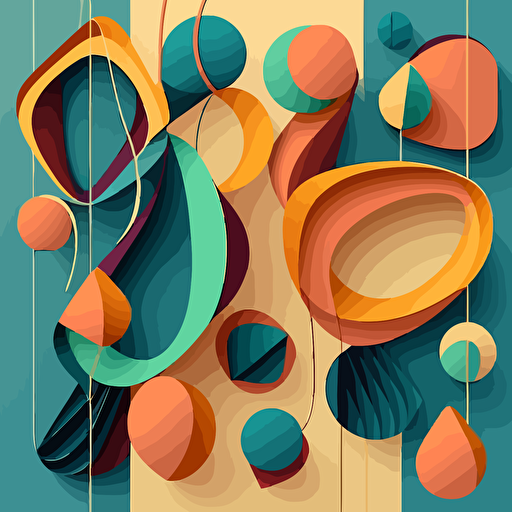 solid color, vector art, with a string pretty shapes