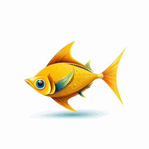yellow fish spear, vector art, 2d, white background