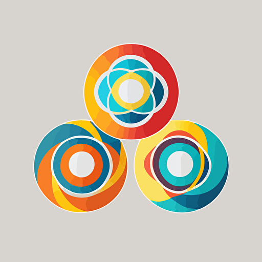 Three circles, energy, flat vector logo, modernism