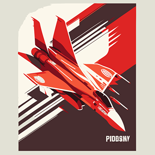minimal vector soviet propoganda poster style of a F18 jet fighter