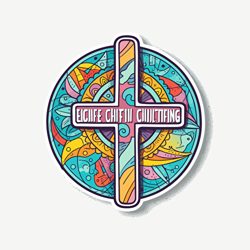 Christian Quotes, Sticker, cute, tertiary color, digital art, contour, vector, white background, detailed