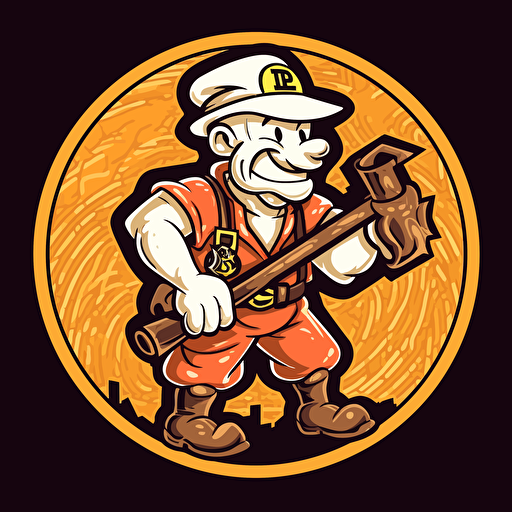 vector popeye fire fighter with an axe on a coin.