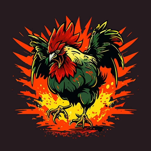 logo of an offroading angry rooster, vector, illustration