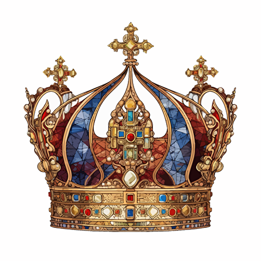 breathtaking crown, white background, waterhouse style, vector