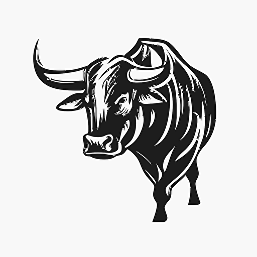 bull vector style, black and white simple