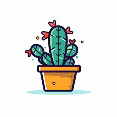 Cactus icon, icon, colorful, comic vector illustration style, flat design , minimalist logo, minimalist icon, flat icon, adobe illustrator, cute, white background, simple